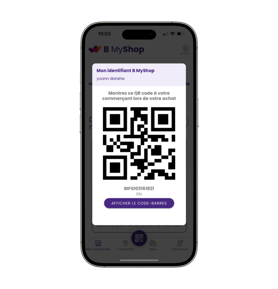Scan du QR code client