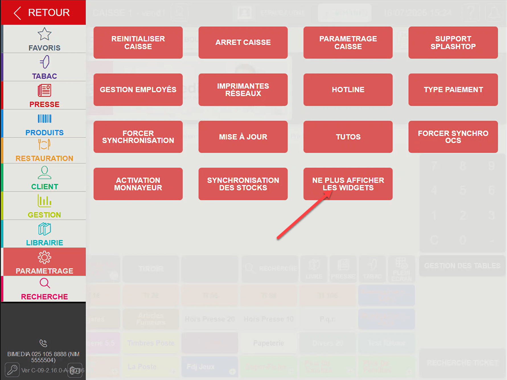 Désactivez ponctuellement la fonctionnalité widget