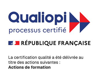Logo Qualiopi avec texte sur certification qualité délivrée pour actions de formation en France.