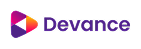 Logo Devance avec un symbole triangulaire multicolore à gauche du texte violet.