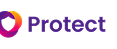 Logo de Protect avec un cercle dégradé violet et orange à gauche du texte.