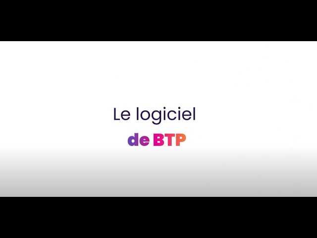 Text reading 'Le logiciel de BTP' in black and colored letters on a white background.
