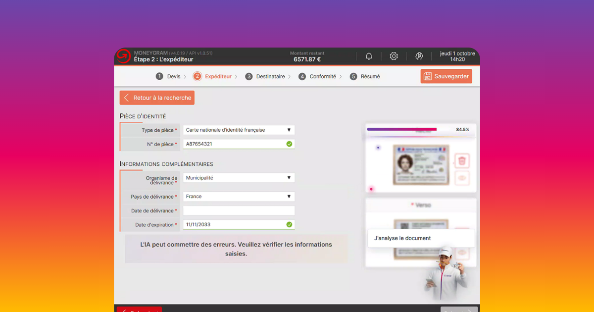 Découvrez la nouvelle interface MoneyGram sur votre logiciel de caisse Bimedia. L'Intelligence Artificielle divise votre temps d'encaissement par 3 !